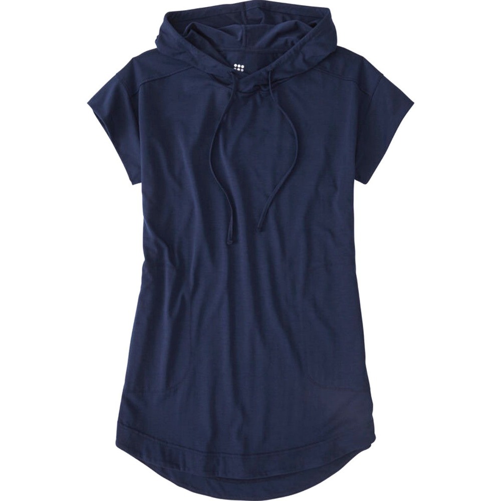Title Nine Oasis Hoodie Cover Up Blue Tunic UPF 50 Pockets Beach Knit (Size M)